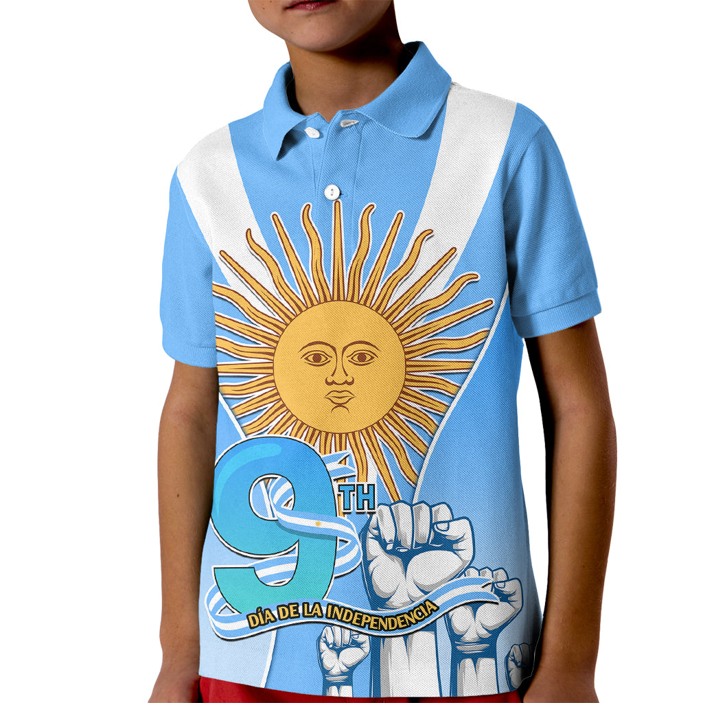 Custom Argentina Kid Polo Shirt Independence Day - Wonder Print Shop