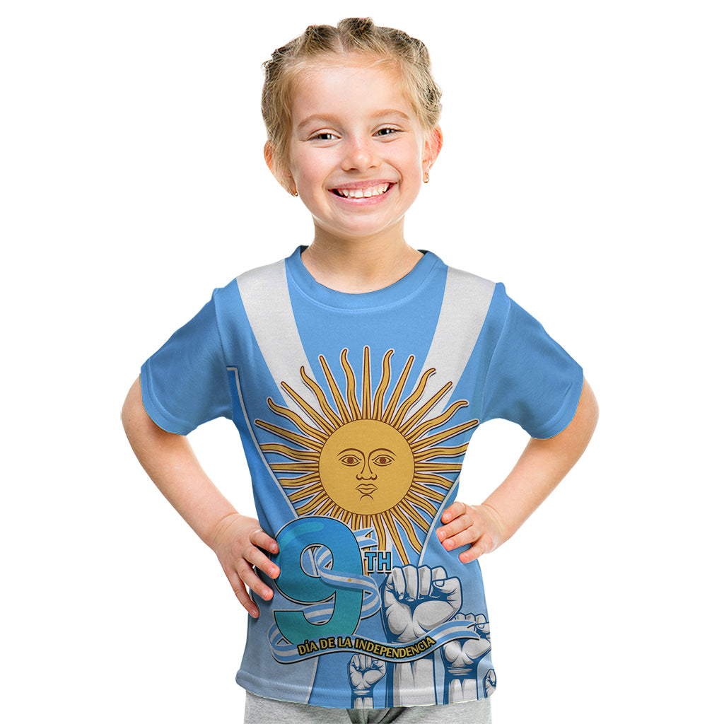 Custom Argentina Kid T Shirt Independence Day - Wonder Print Shop