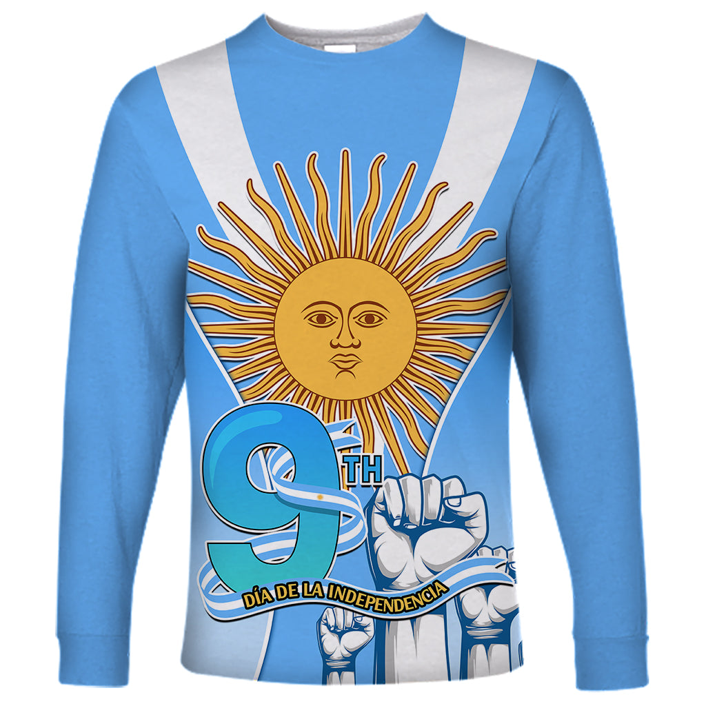 Custom Argentina Long Sleeve Shirt Independence Day - Wonder Print Shop