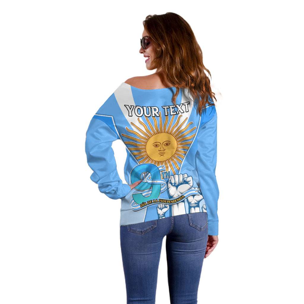 Custom Argentina Off Shoulder Sweater Independence Day - Wonder Print Shop