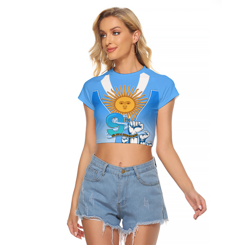 Custom Argentina Raglan Cropped T Shirt Independence Day - Wonder Print Shop