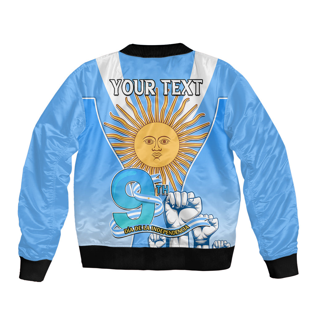Custom Argentina Sleeve Zip Bomber Jacket Independence Day - Wonder Print Shop