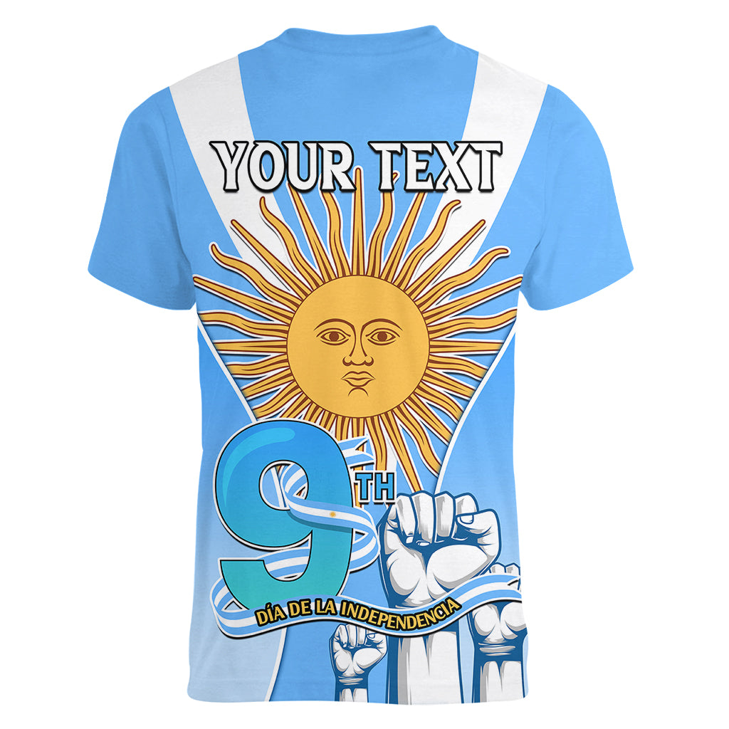 Custom Argentina Women V Neck T Shirt Independence Day - Wonder Print Shop