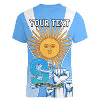 Custom Argentina Women V Neck T Shirt Independence Day - Wonder Print Shop