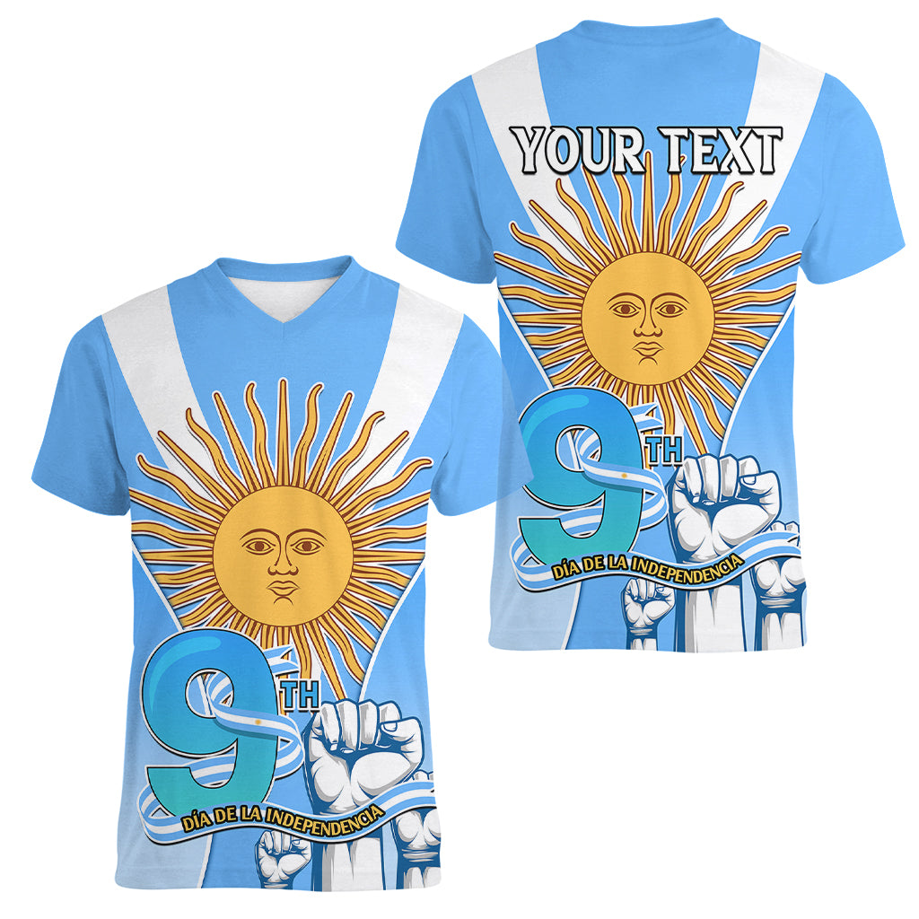 Custom Argentina Women V Neck T Shirt Independence Day - Wonder Print Shop