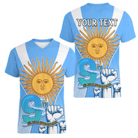 Custom Argentina Women V Neck T Shirt Independence Day - Wonder Print Shop
