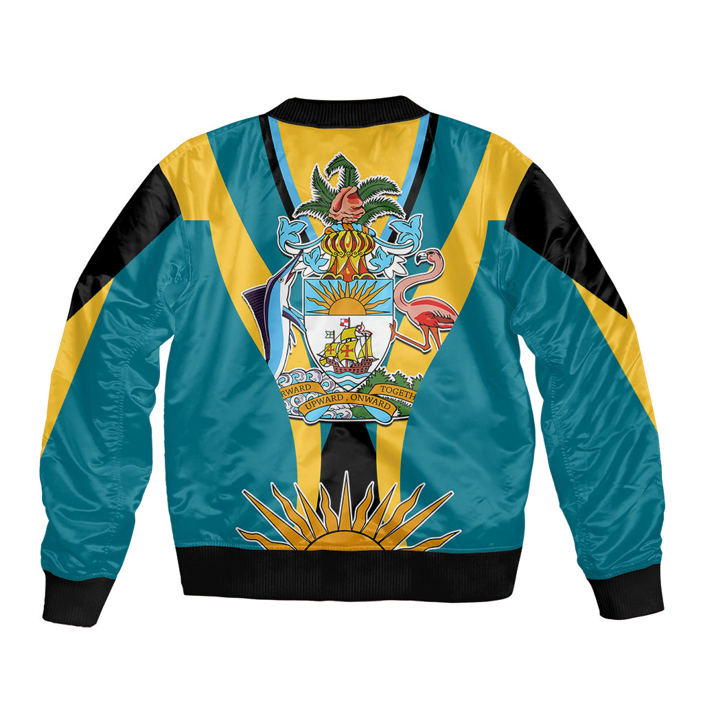 Custom Bahamas Atlantis Sleeve Zip Bomber Jacket Independence Day - Wonder Print Shop