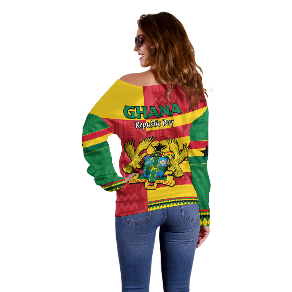 Ghana Off Shoulder Sweater Republic Day - African Kitenge Style - Wonder Print Shop