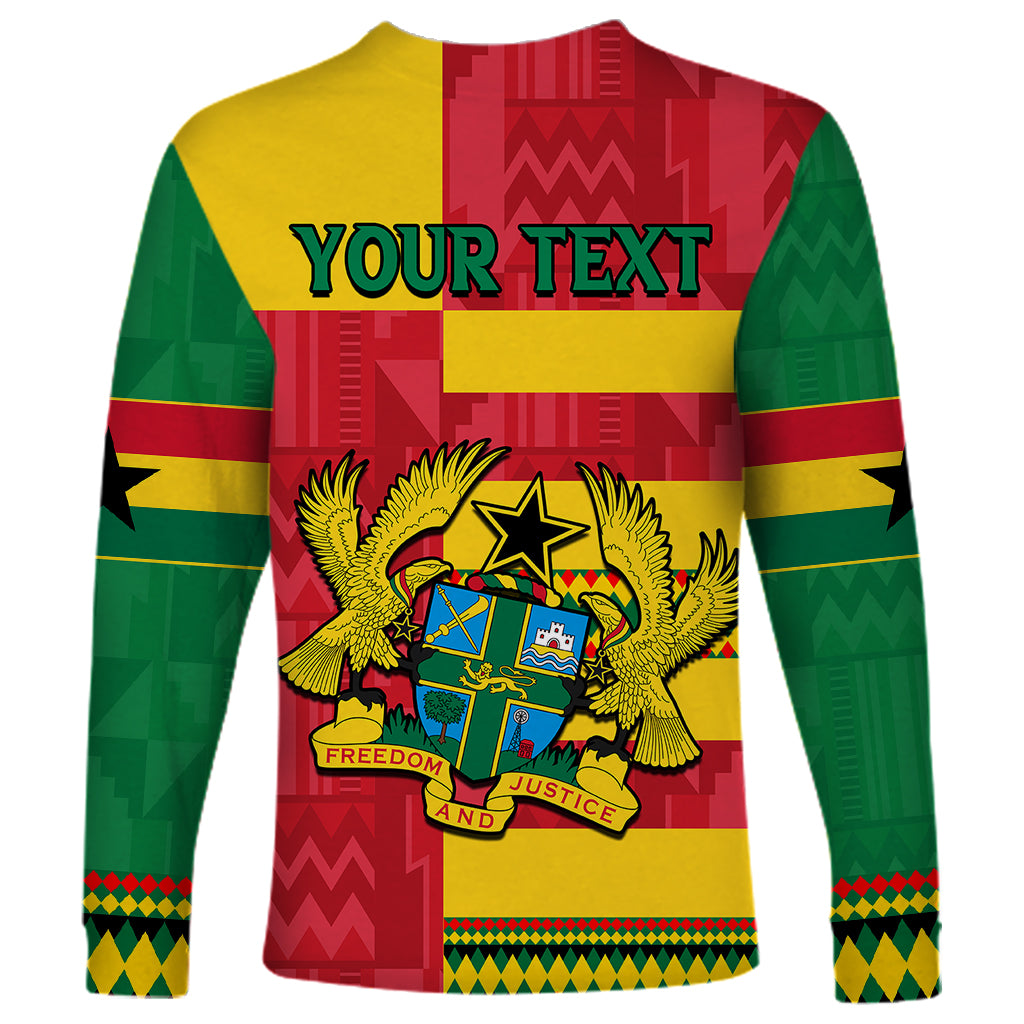 Custom Ghana Long Sleeve Shirt Republic Day - African Kitenge Style - Wonder Print Shop