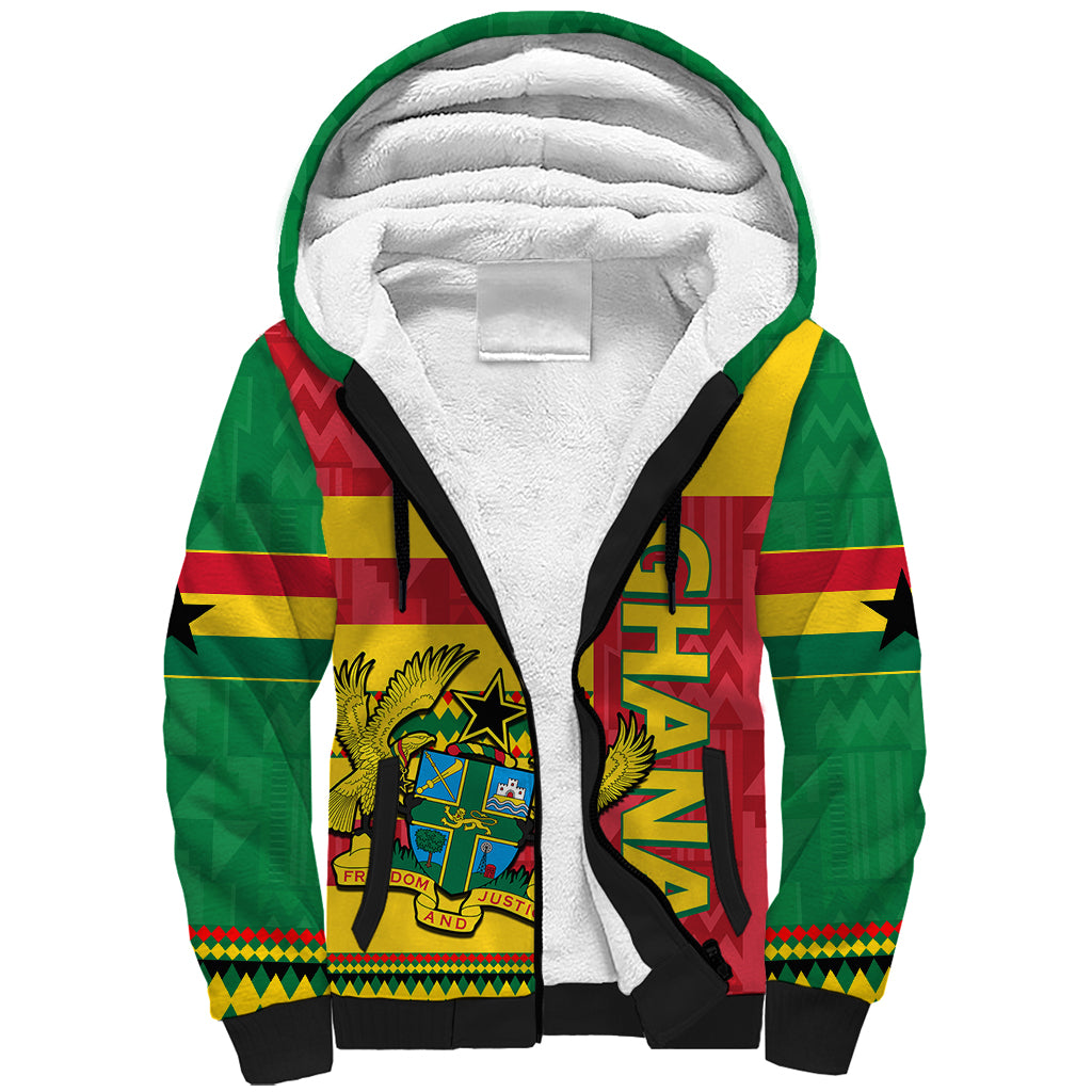 Custom Ghana Sherpa Hoodie Republic Day - African Kitenge Style - Wonder Print Shop