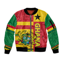 Custom Ghana Sleeve Zip Bomber Jacket Republic Day - African Kitenge Style - Wonder Print Shop