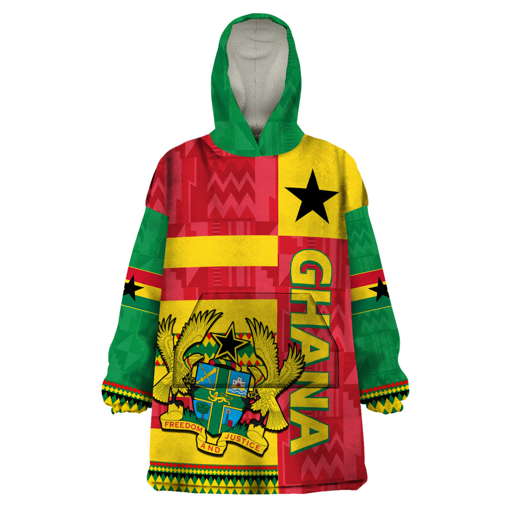 Custom Ghana Wearable Blanket Hoodie Republic Day - African Kitenge Style - Wonder Print Shop