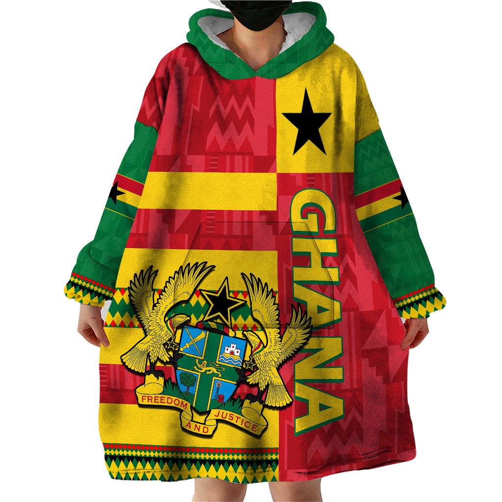 Custom Ghana Wearable Blanket Hoodie Republic Day - African Kitenge Style - Wonder Print Shop