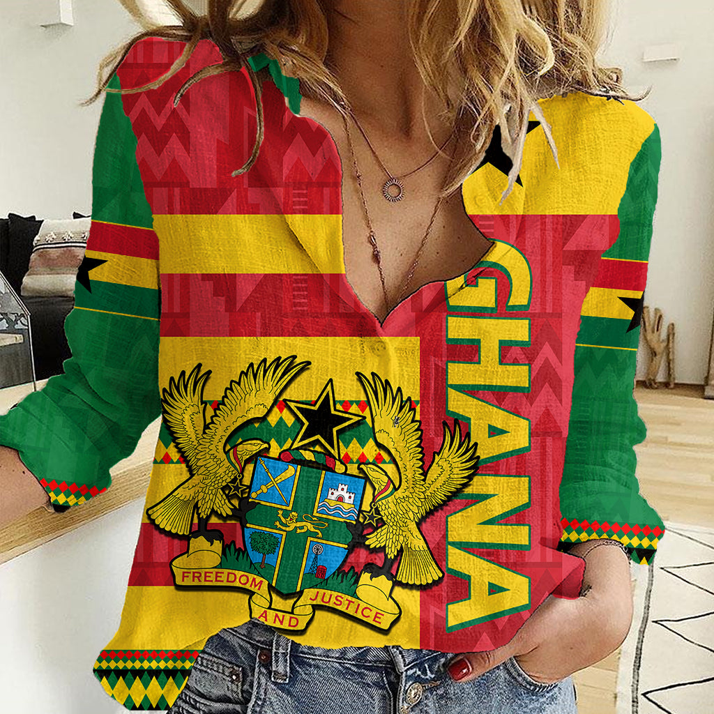 Custom Ghana Women Casual Shirt Republic Day - African Kitenge Style - Wonder Print Shop