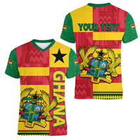 Custom Ghana Women V Neck T Shirt Republic Day - African Kitenge Style - Wonder Print Shop