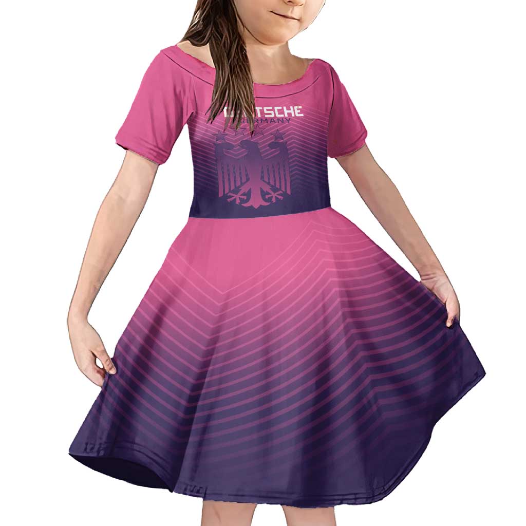 Custom Germany Football Family Matching Summer Maxi Dress and Hawaiian Shirt Glowing Pink Line - Wonder Print Shop