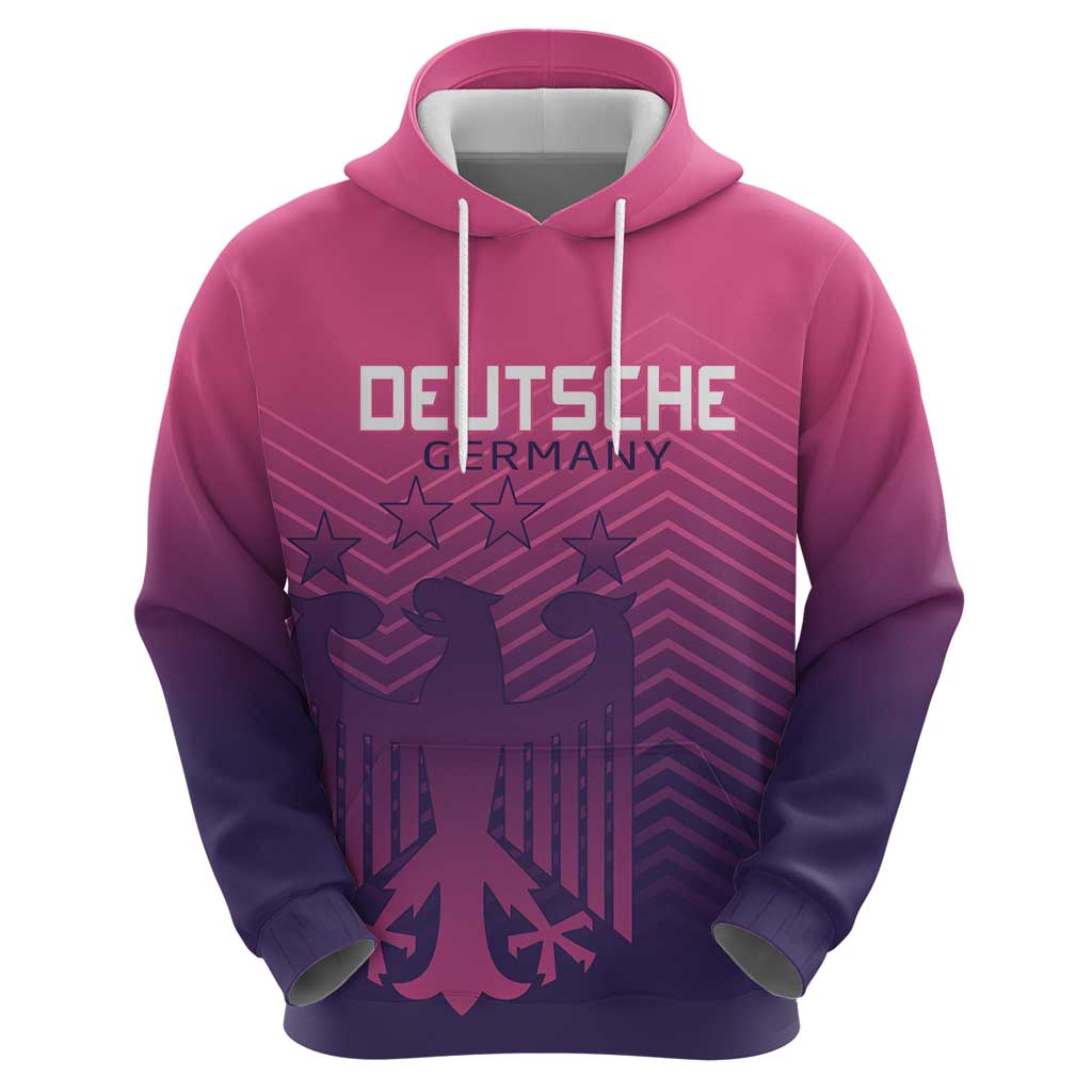 Custom Germany Football Hoodie Glowing Pink Line - Wonder Print Shop