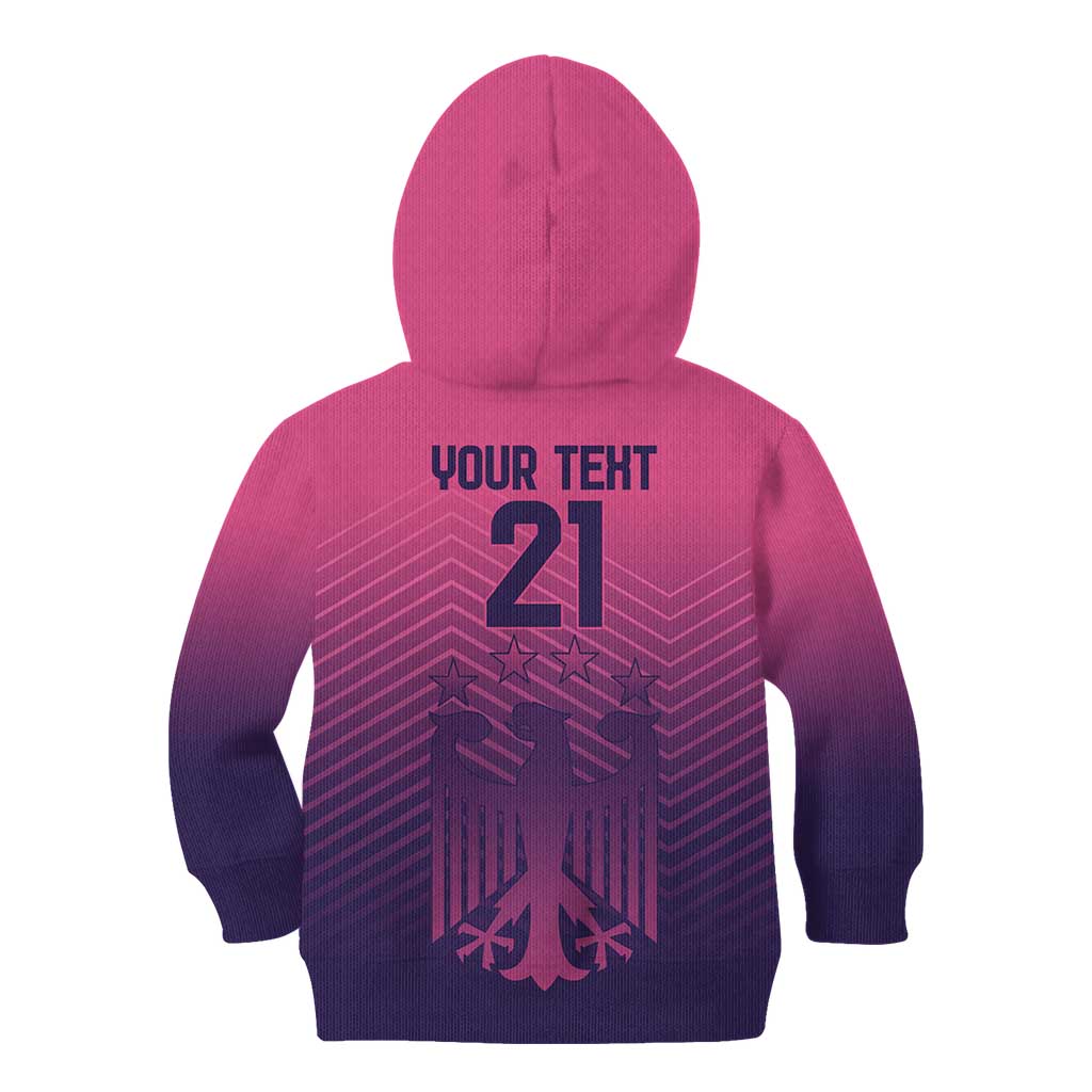 Custom Germany Football Kid Hoodie Glowing Pink Line - Wonder Print Shop
