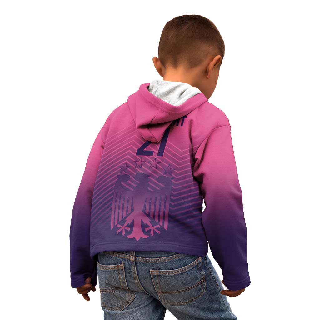 Custom Germany Football Kid Hoodie Glowing Pink Line - Wonder Print Shop