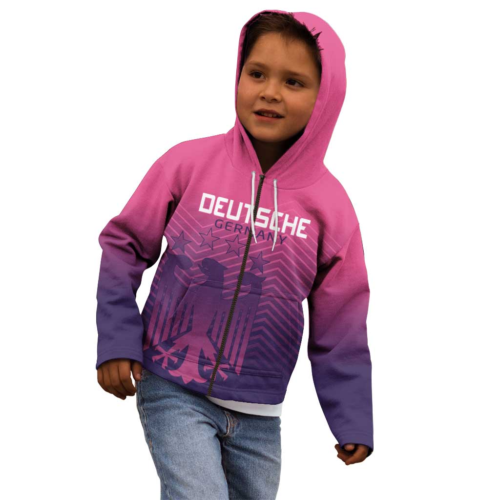 Custom Germany Football Kid Hoodie Glowing Pink Line - Wonder Print Shop