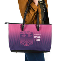 Custom Germany Football Leather Tote Bag Glowing Pink Line - Wonder Print Shop