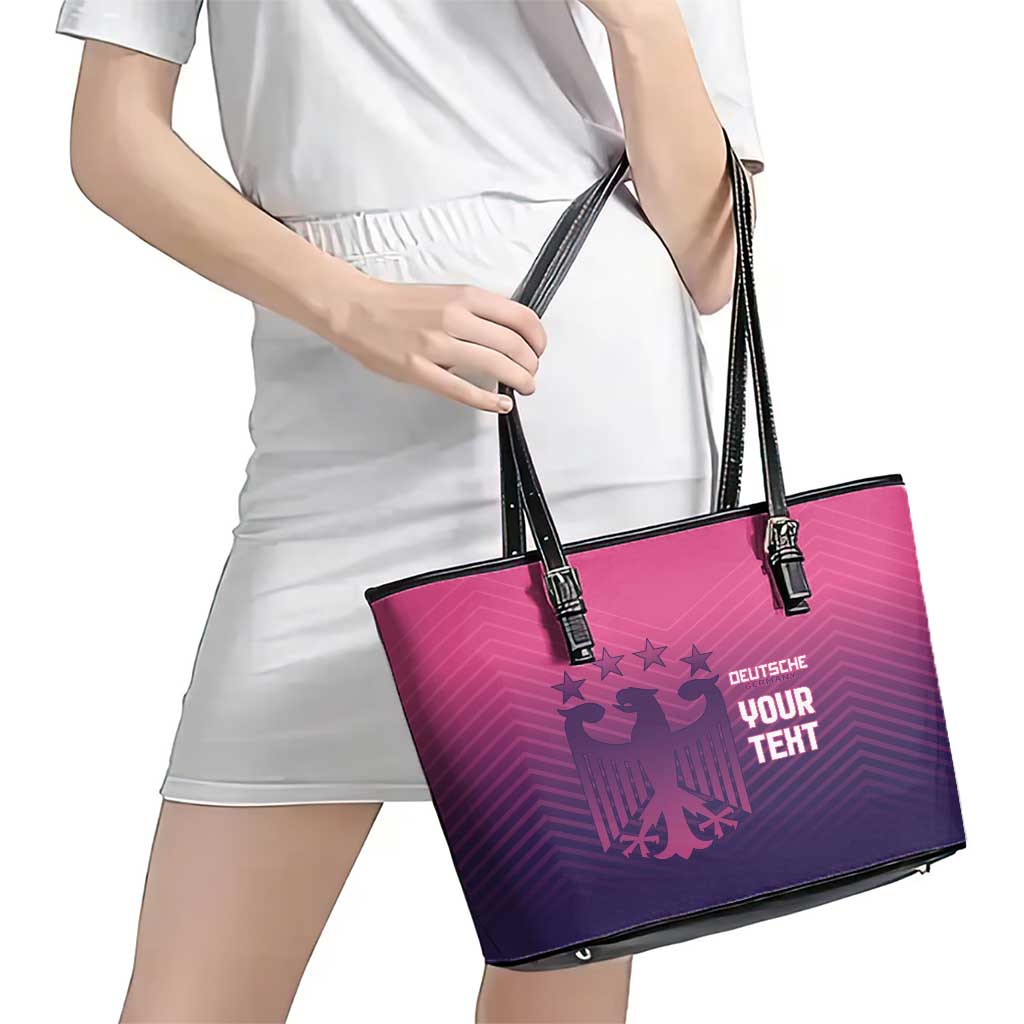 Custom Germany Football Leather Tote Bag Glowing Pink Line - Wonder Print Shop