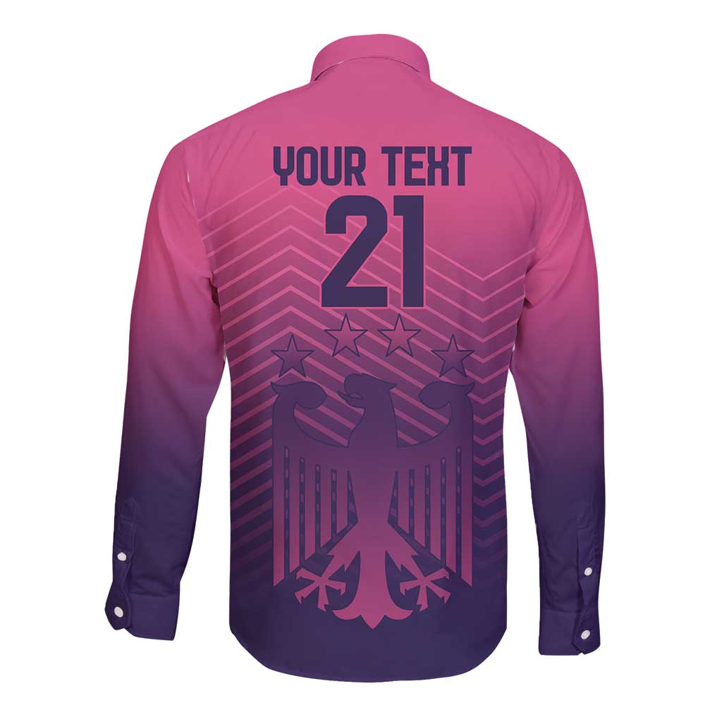 Custom Germany Football Long Sleeve Button Shirt Glowing Pink Line - Wonder Print Shop