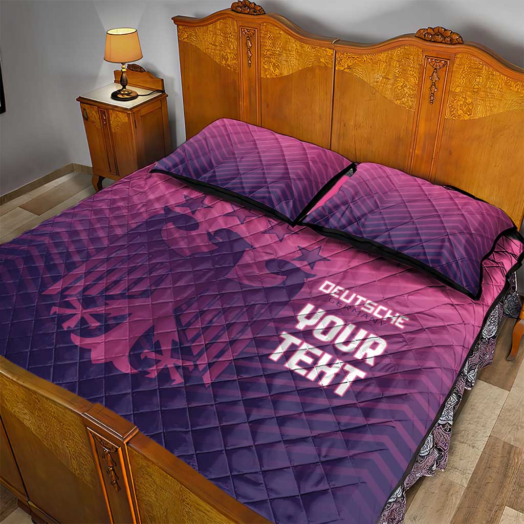 Custom Germany Football Quilt Bed Set Glowing Pink Line - Wonder Print Shop