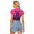 Custom Germany Football Raglan Cropped T Shirt Glowing Pink Line - Wonder Print Shop