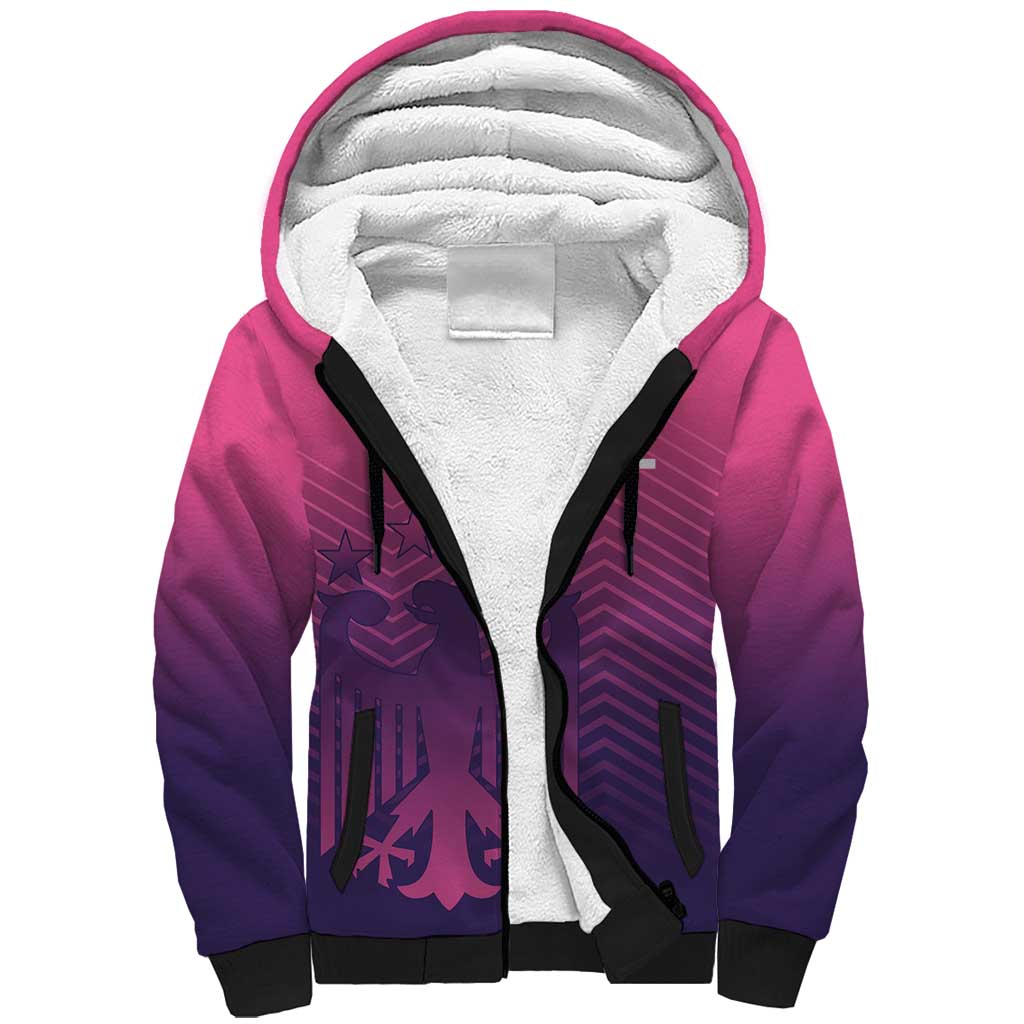 Custom Germany Football Sherpa Hoodie Glowing Pink Line - Wonder Print Shop