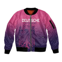 Custom Germany Football Sleeve Zip Bomber Jacket Glowing Pink Line - Wonder Print Shop