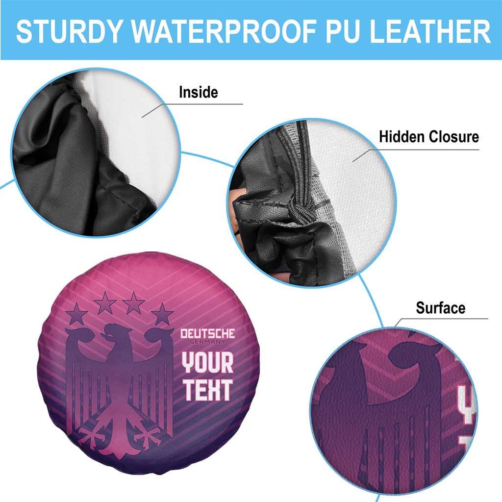 Custom Germany Football Spare Tire Cover Glowing Pink Line - Wonder Print Shop