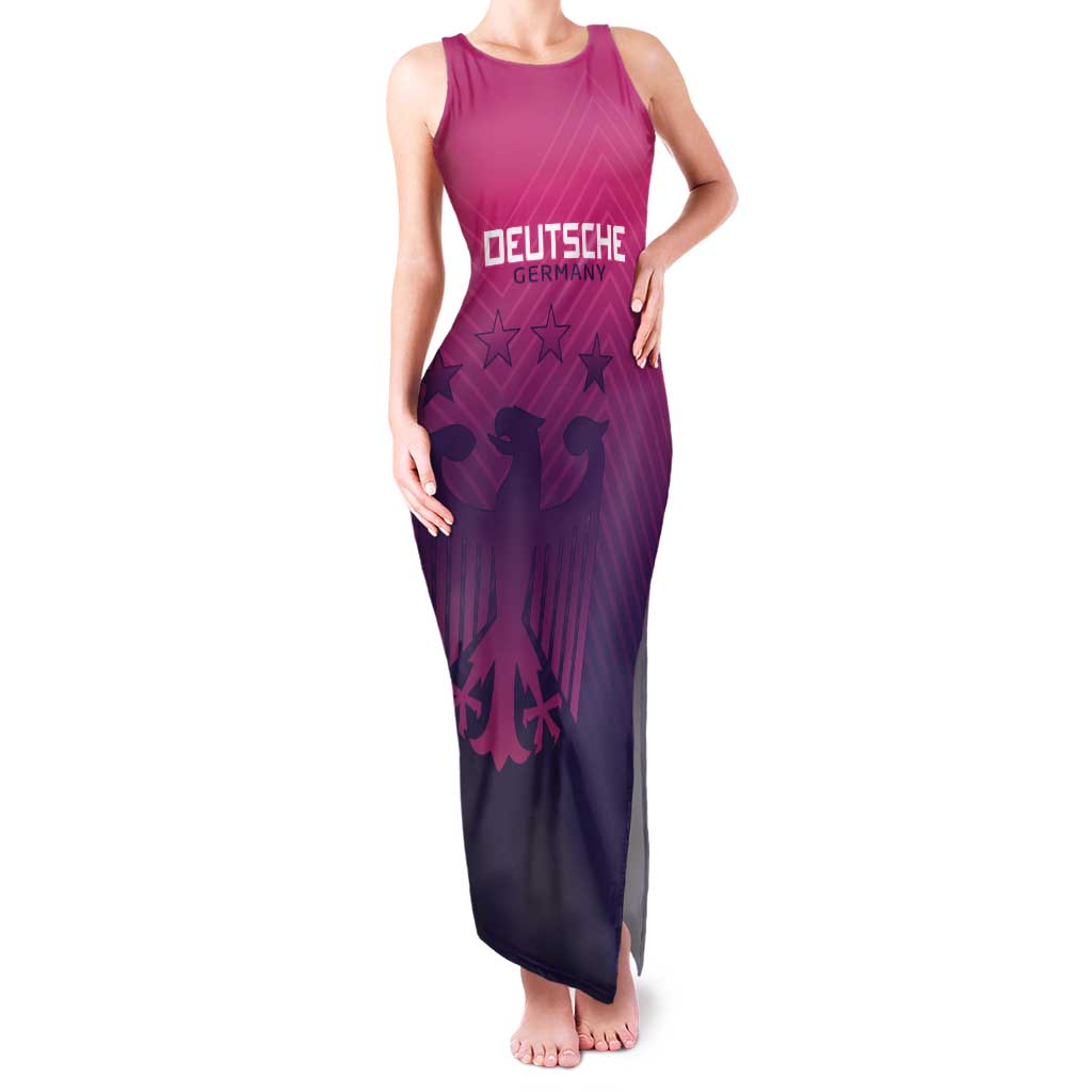 Custom Germany Football Tank Maxi Dress Glowing Pink Line - Wonder Print Shop