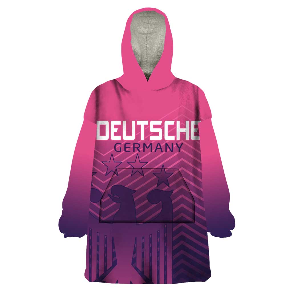 Custom Germany Football Wearable Blanket Hoodie Glowing Pink Line - Wonder Print Shop