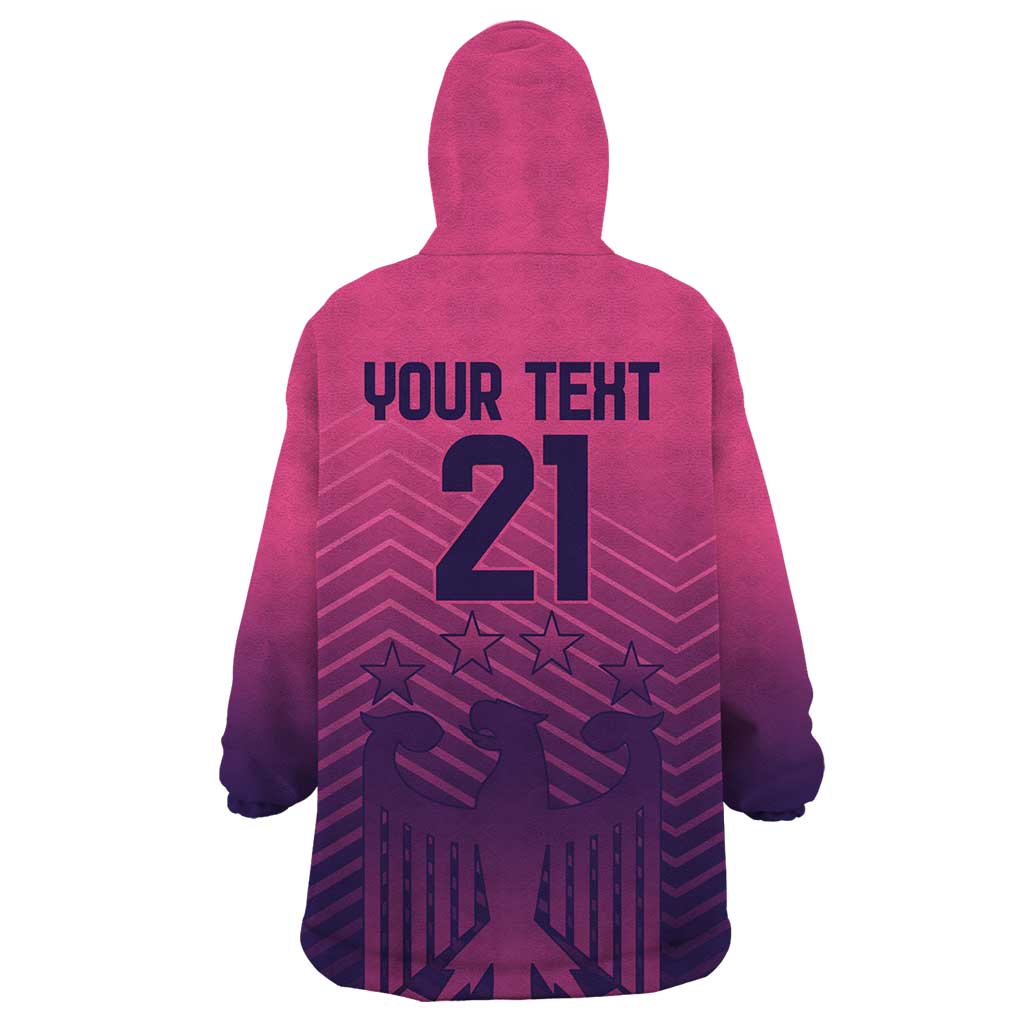 Custom Germany Football Wearable Blanket Hoodie Glowing Pink Line - Wonder Print Shop