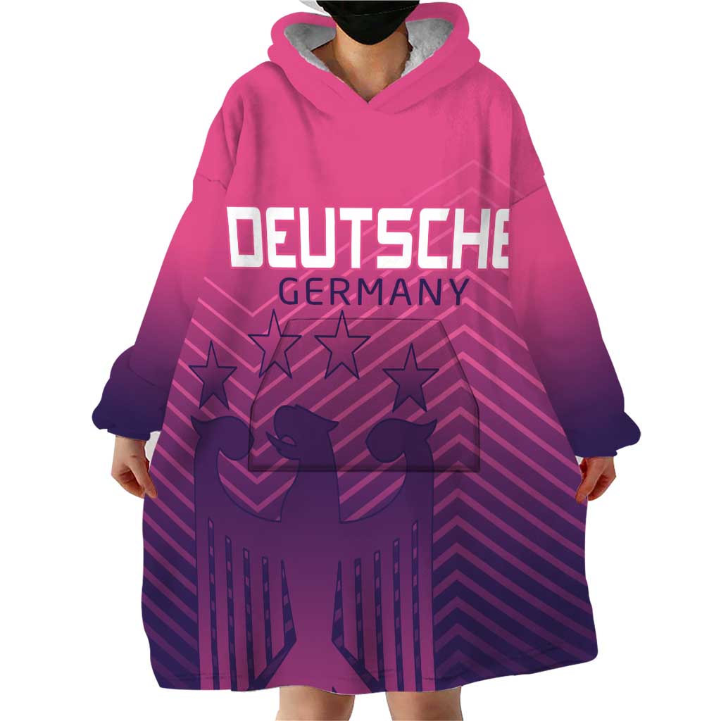 Custom Germany Football Wearable Blanket Hoodie Glowing Pink Line - Wonder Print Shop