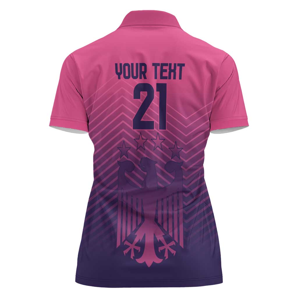 Custom Germany Football Women Polo Shirt Glowing Pink Line - Wonder Print Shop