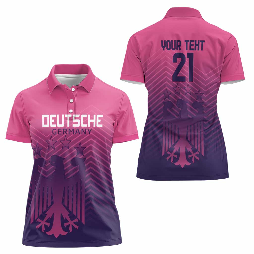 Custom Germany Football Women Polo Shirt Glowing Pink Line - Wonder Print Shop