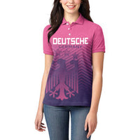 Custom Germany Football Women Polo Shirt Glowing Pink Line - Wonder Print Shop
