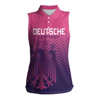 Custom Germany Football Women Sleeveless Polo Shirt Glowing Pink Line - Wonder Print Shop