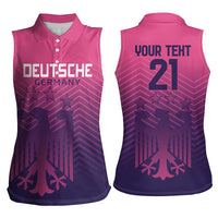 Custom Germany Football Women Sleeveless Polo Shirt Glowing Pink Line - Wonder Print Shop