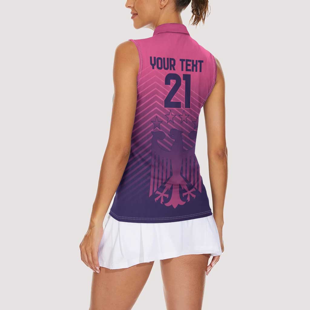 Custom Germany Football Women Sleeveless Polo Shirt Glowing Pink Line - Wonder Print Shop