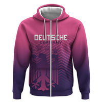 Custom Germany Football Zip Hoodie Glowing Pink Line - Wonder Print Shop