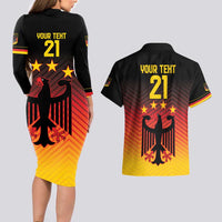Custom Germany Football Couples Matching Long Sleeve Bodycon Dress and Hawaiian Shirt Special Black Eagle Flag Style LT9 - Wonder Print Shop