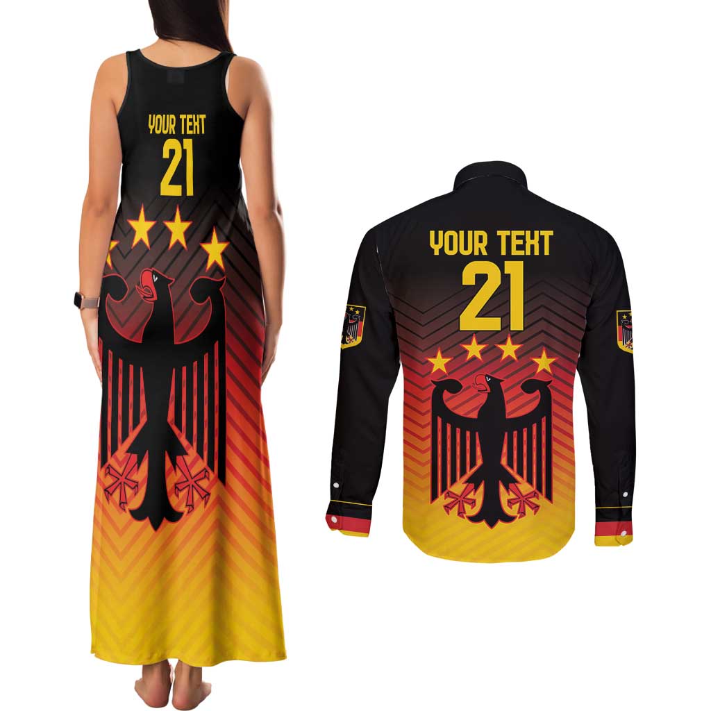 Custom Germany Football Couples Matching Tank Maxi Dress and Long Sleeve Button Shirt Special Black Eagle Flag Style LT9 - Wonder Print Shop