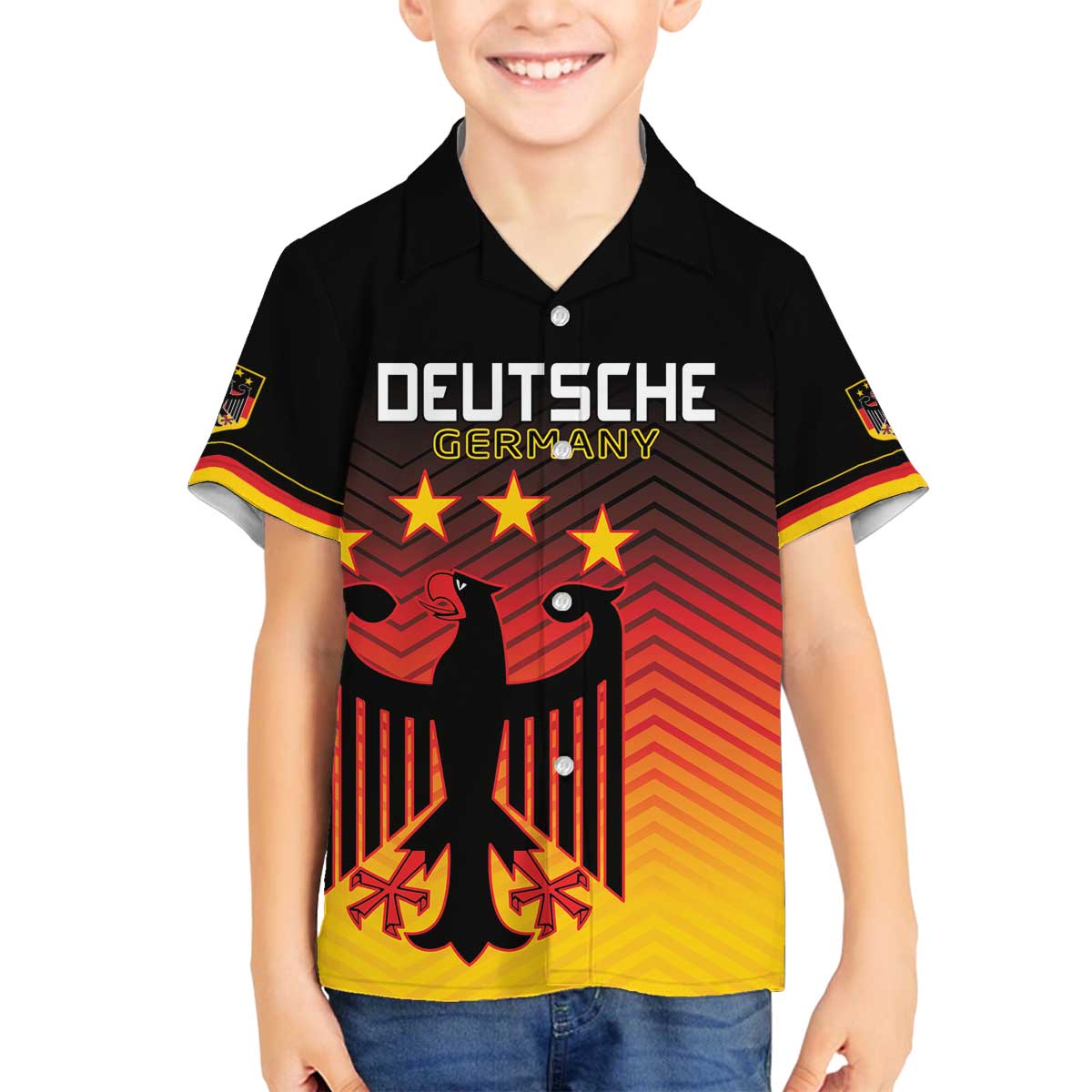 Custom Germany Football Family Matching Off Shoulder Short Dress and Hawaiian Shirt Special Black Eagle Flag Style LT9 - Wonder Print Shop