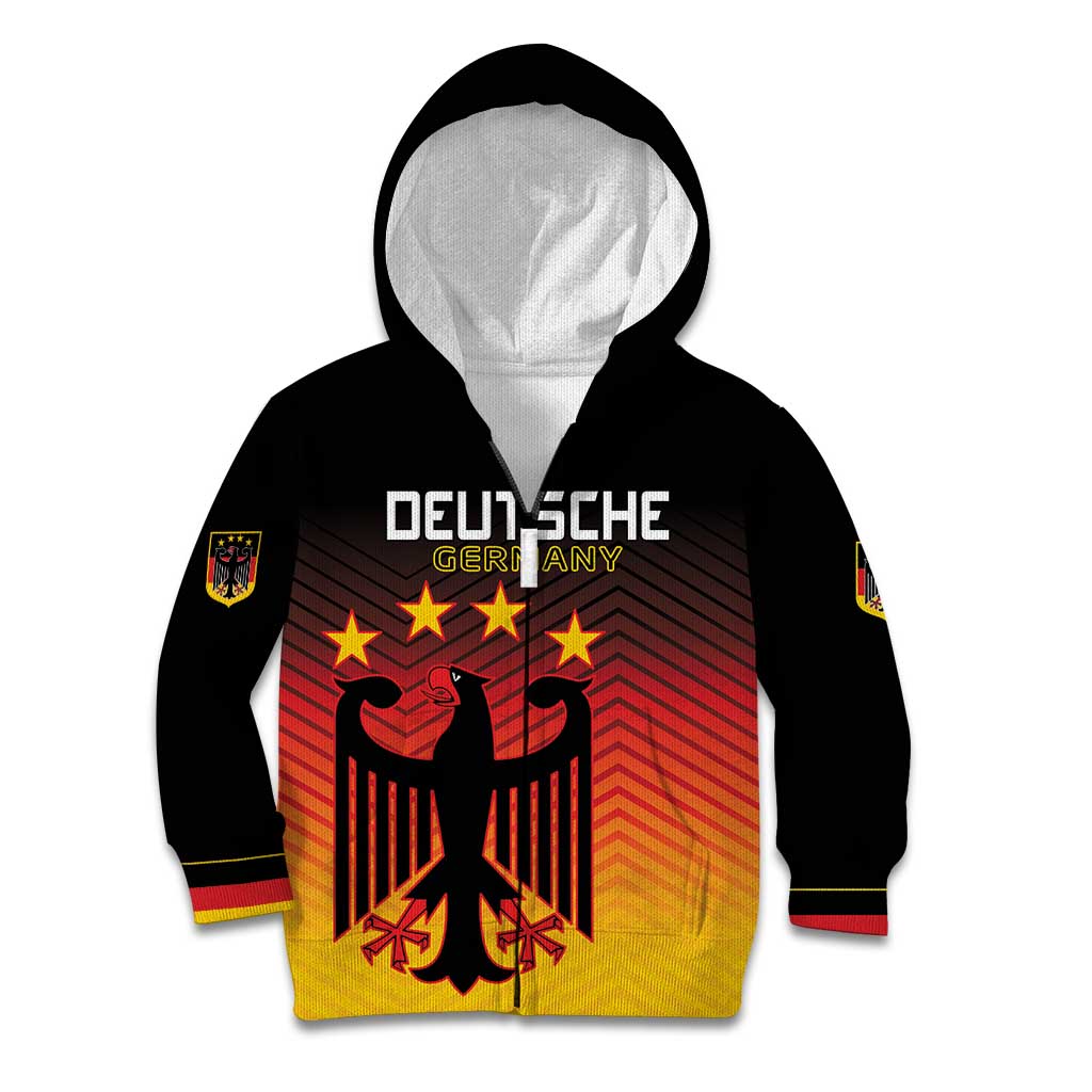 Custom Germany Football Kid Hoodie Special Black Eagle Flag Style - Wonder Print Shop