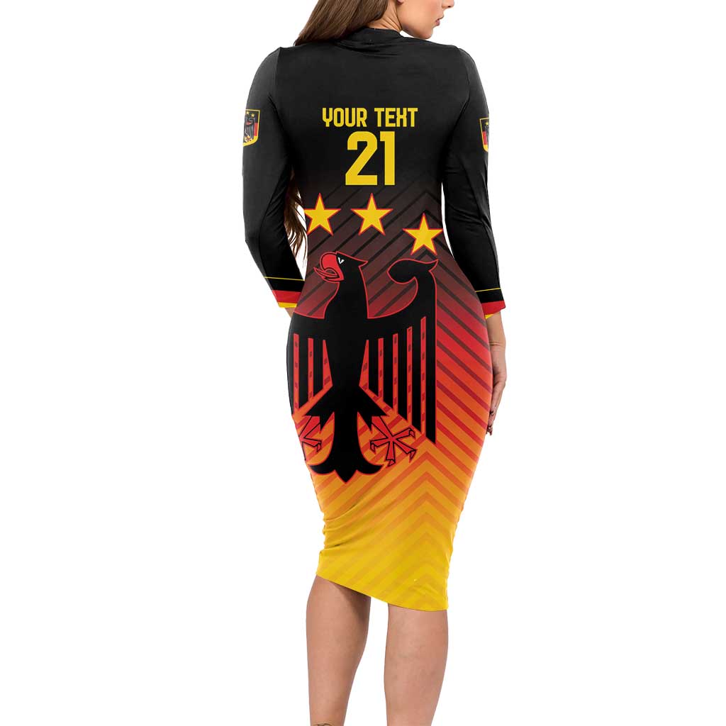 Custom Germany Football Long Sleeve Bodycon Dress Special Black Eagle Flag Style - Wonder Print Shop