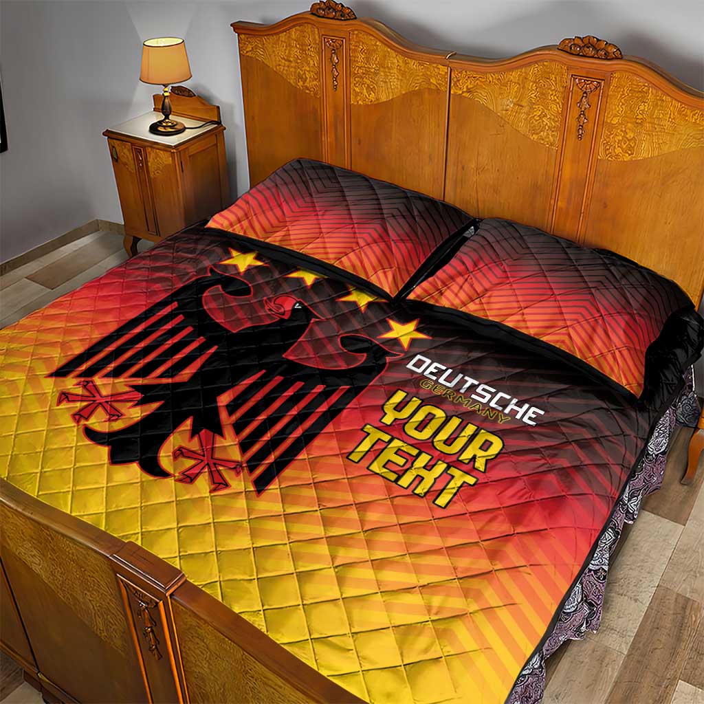 Custom Germany Football Quilt Bed Set Special Black Eagle Flag Style - Wonder Print Shop