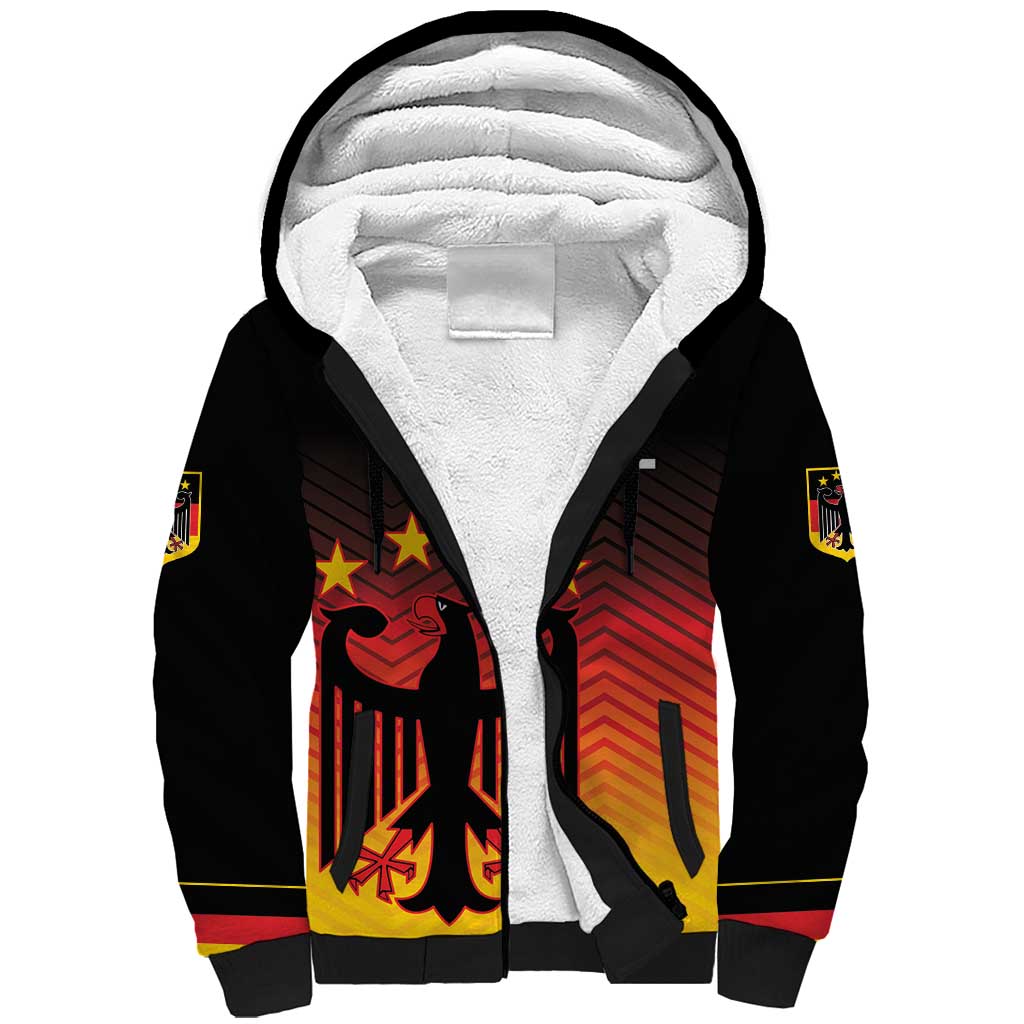 Custom Germany Football Sherpa Hoodie Special Black Eagle Flag Style - Wonder Print Shop